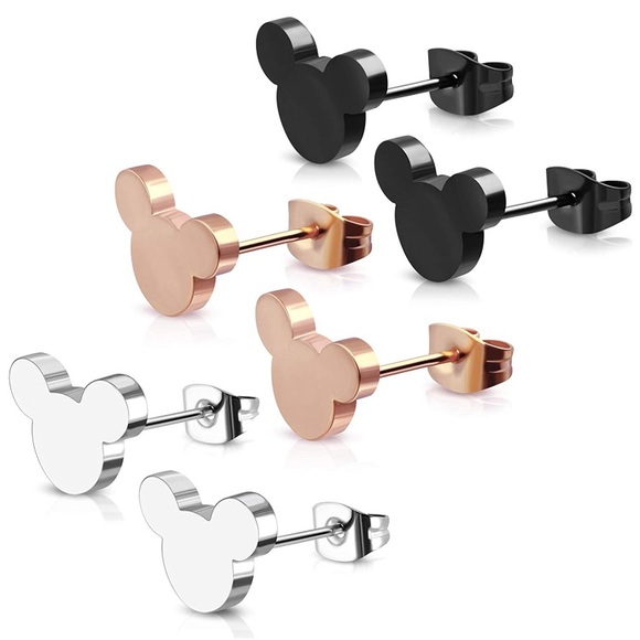 Jewelry - Stainless Steel Tiny Mouse Button Stud Earrings